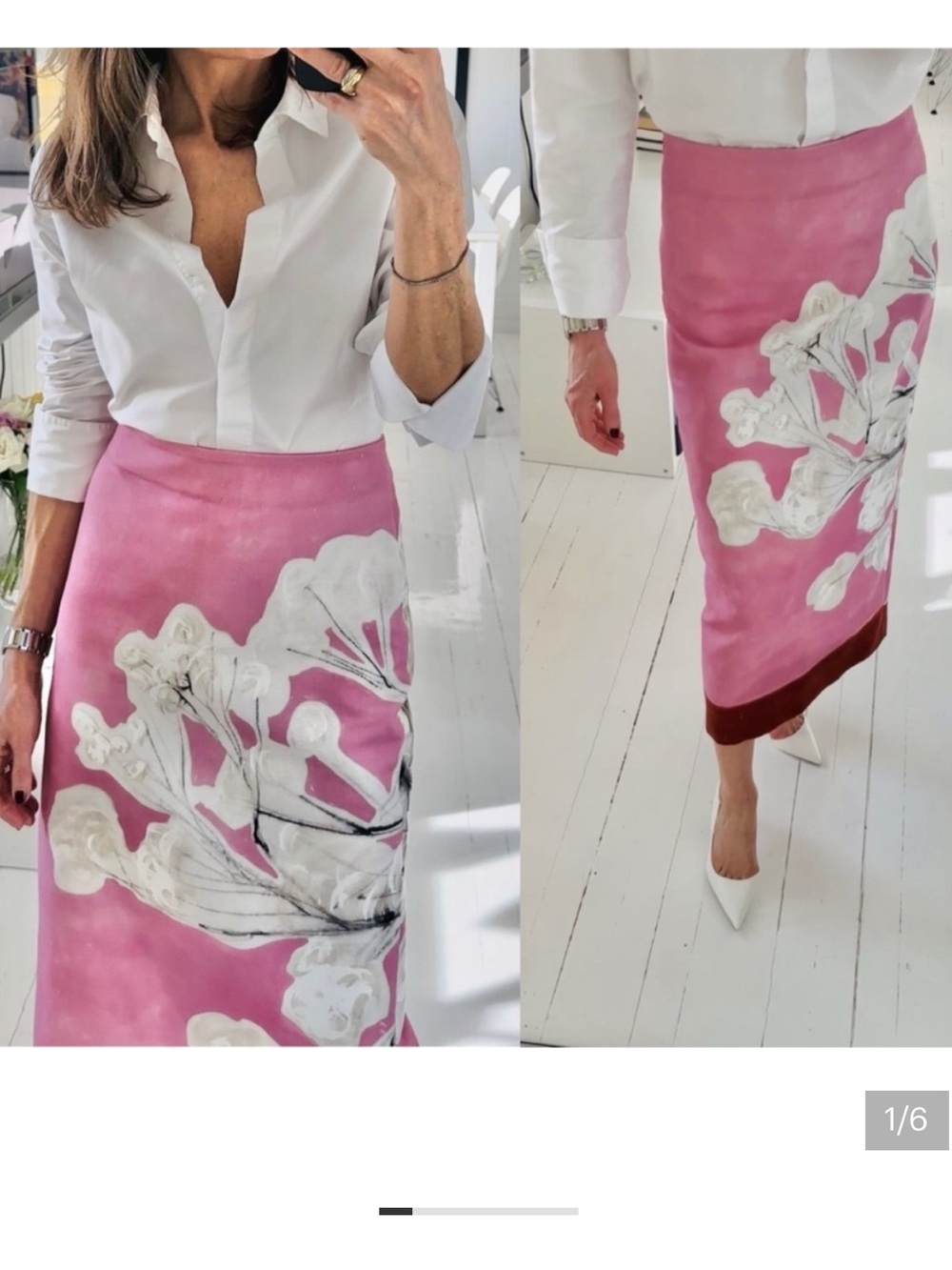 Zara NWT ZW COLLECTION Women's Pink Floral Midi Skirt